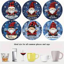 4 piezas/6 piezas/300 piezas Posavasos de barro de diatomeas con estampado de gnomos navideños y copos de nieve, posavasos de café, decoración multiocasión para el hogar y restaurantes, regalos diarios, decoración de mesa, decoración de fiesta temática