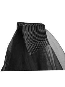 1pc Double Layer Black Lace Veil With Hair Comb, Suitable For Wedding, Cosplay, Photography, Elegant Wedding Accessory, Stunning Look - Multicolor - View 4