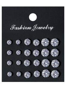 72/48/24pcs Set Stylish Minimalist Sparkling Rhinestone Stud Earrings, Unisex Couples Earring Jewelry Set, Party/Date/Gift, Suitable For All Year Round