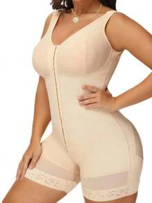 Cross-Border Best Selling Waist Cincher Bodysuit, Slimming, Body Shaping, Tummy Control, Rear Lift, Zipper Closure, One-Piece Shaper - Beige - View 4