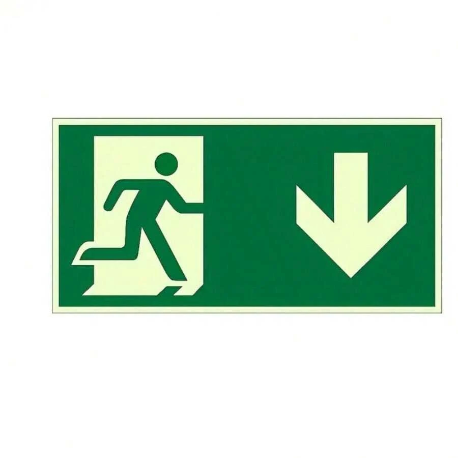 1pc Glow-In-The-Dark Emergency Exit Signs - Durable PE Material, Green Border & White Arrow, Fire & Evacuation Indicators For Workshops, Offices, Public Spaces, Workshop Safety Equipment|Luminous Signs|Green Bordered Signs - Multicolor - View 1