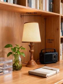 1 buc Lampă de birou LED cu model metalic, cu granulație din lemn, abajur plisat din material textil retro, lumină moale, stil nordic, italian, living rustic, dormitor, birou de citit minimalist modern, birou de studiu, personalizat, creativ minimalist, decor cu lumină caldă, lumină caldă multifuncțională, camping, atmosferă elegantă romantică, lumină de noapte de noptieră - Multicolor - Vizualizare 6