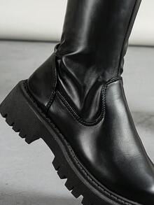 Women's Western Style Sexy Side Zipper Holiday Cowboy Boots, With Decorative Stitching - Chunky Heel, Pointed Toe, Zipper Riding Boots, Suitable For Music Festivals, Parties And Vacation Styles, Comfortable And Fashionable Brown Boots, Suitable For Casual Outfits, Durable Sole Boots, Decorative Boots, Durable Footwear - Black - View 5