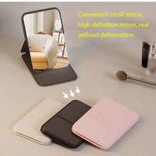 1 buc oglindă de machiaj în stil Ins, dormitor studențesc, oglindă de machiaj transparentă, oglindă mică portabilă de călătorie, oglindă pliabilă neagră