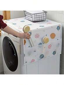 1pc INS Style Multifunctional Refrigerator Dust Cover With Pocket - 60x180cm/55x130cm, Suitable For Single/Double Door Refrigerator, Oil/Water Resistant PET Fabric, Kitchen/Home Decor Storage, Spring To Summer, Floral - Multicolor - View 6