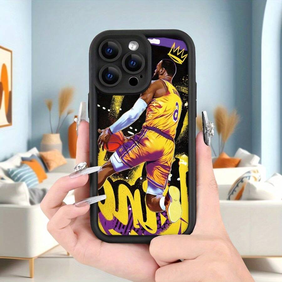 Creativo - Patrón de estrella de baloncesto de graffiti fresco y moderno de verano - Funda impresa con UV adecuada para iPhone 16/15/14/13/12/11 XS XR X 7 8 Plus Pro Max - Carcasa suave de TPU negra, proporcionando protección a prueba de golpes (regalo de cumpleaños, Pascua, días festivos, para amigos, familia, novia) - Mezcla de colores - Ver 1