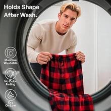 Mens Pajama Pants Soft Flannel Fleece Pajama Bottoms Sleep & Lounge Pants With Pockets And Drawstringhalloween - 聖誕老公公 - 查看 3