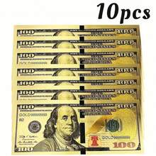 10 Gold Hundred Yuan Banknotes, Colorful Gold Foil Banknote Bookmarks, Used For Attracting Wealth, Positive Energy, Spiritual Blessings, Symbolic Gifts, Gold Coins, Fine Craftsmanship, Plastic Material, Fake Currency, Collectible Banknotes, Gift For Shoppers, Event Decorators - 10 - View 10