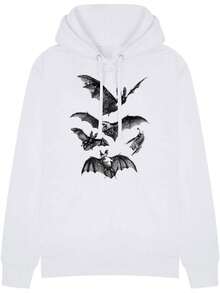 Gothic Hooded Sweatshirt Witchy Clothing Pastel Goth Dark Grunge Tumblr Aesthetic Halloween Vampire Bat Vintage Release The Bats Hooded - White - View 3