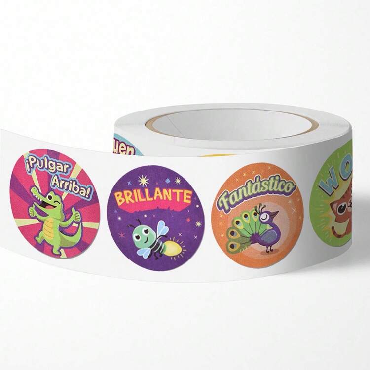 500张/卷玩具奖励标签、激励贴纸、不干胶贴纸、装饰性密封贴纸 - 彩色 - 查看 3