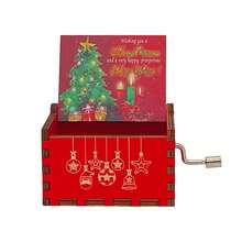 1个圣诞音乐盒，手持音乐盒，木质圣诞音乐盒，迷你复古雕刻音乐盒，圣诞装饰品，新年和圣诞节礼物，男女皆宜 - 彩色 - 查看 11