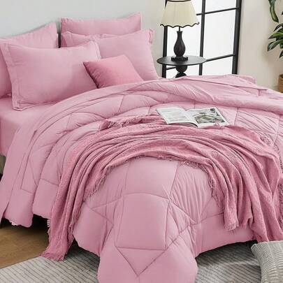 HEVUMYI Comforter Set --Piece All Season Bed In A Bag, Ultra Soft Bedding Set With Comforter, Flat Sheet, Fitted Sheet, Pillowcases, Pillow Shams, Dark