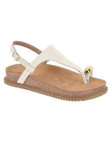 Beira Rio Women's Suede Toe Flatform Sandal, Low Platform, Comfortable, Original - White OFF - View 2