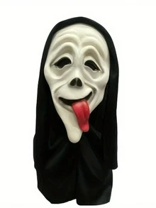 1 Peça Máscara de Fantasma Masculina, Máscara de Filme de Terror, Acessório de Fantasia de Terror Grito de Halloween (Tamanho Único), Preta