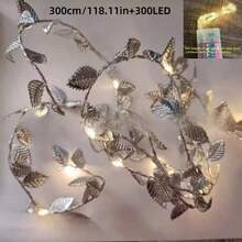 1 套 LED 仿金叶仙女灯、藤蔓花环装饰灯、金叶节日灯、情人节、生日毕业礼物、假植物 - 彩色 - 查看 14