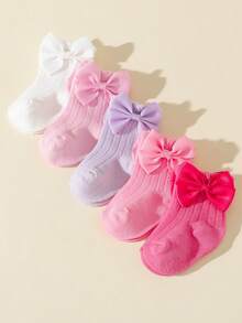 5 Pairs Cute Bow Bubble Mouth Princess Socks, Suitable For Birthday, Festivals, First Birthday Gifts - Multicolor - View 14