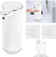 Despachador de Jabon Liquido sin Contacto, 350ml USB Recargable Automatico Dispensador Jabon Baño, Sensor IR Inteligente Dispensador de Shampoo con 4 Velocidades Ajustables, para Baño, Cocina (Espuma) - Espuma - Ver 4