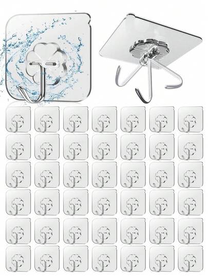 1/10/20/30 件亚克力粘性墙钩，不锈钢多功能悬挂式收纳架，适用于家庭、厨房、浴室、卧室、办公室 - 强力抓握，无痕，易于安装