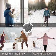 Winter Warm Mittens For Women Men - Soft Faux Rabbit Fur Mittens Elastic Cuff Fashionable Stretchy Knit Gloves Cold Weather - 深灰色 - 查看 5