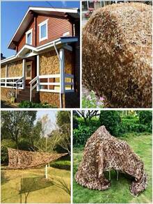 1pc Camouflage Net Hunting Concealment Sun Shade, Car Cover, Desert Camouflage Sun Canopy, Outdoor Sun Shade Net, Garden Decor - Brown - View 3