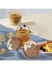 6 Pack Weihnachtspudding Holz Untersetzer, Holz Untersetzer für Zuhause, Büro, Café, Teeraum Dekoration, Tischdekoration, Restaurant Dekoration, Geschenk