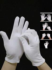 10pcs/Pack White Elastic Gloves, Comfortable To Wear, Breathable Lining, Suitable For Eczema And Dry Hands, Moisturizing SPA-Grade Soft Jewelry Inspection Gloves, Applicable For Driving, Performance, Cycling, Weddings And Unisex Party Occasions - Multicolor - View 2