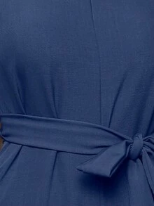 Sophisticated Everyday Jumpsuit With Wide Legs, Bow Ties And Pockets - 藏蓝色 - 查看 2