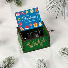 1个圣诞音乐盒，手持音乐盒，木质圣诞音乐盒，迷你复古雕刻音乐盒，圣诞装饰品，新年和圣诞节礼物，男女皆宜 - 彩色 - 查看 24