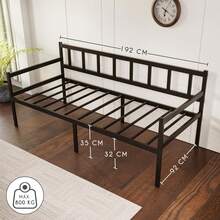 Cama Divan con Altura de 35 - Camas Individuales 90x190 - Somier Sofa con Base par Colchón 90x190 - Divan Cama de Metal Negro