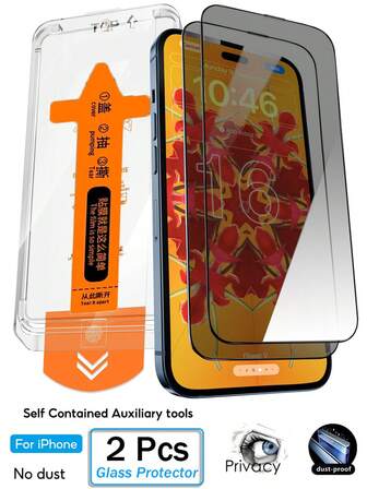 2 件隐私屏幕保护膜带自动安装套件，兼容 12/12 Pro/12 Pro Max/11/11 Pro/11 Pro Max/X/XR/XS/XS Max/17 Pro Max/17 Pro/17 Air/17/16 Plus/16 Pro Max/16 Pro/16/15 Plus/15 Pro Max/15 Pro/15/14 Pro Max/14/14 Plus/14 Pro/13/13 Pro/13 Pro Max，覆盖钢化玻璃隐私屏幕保护膜，防刮擦，防指纹，适用于保护壳，兼容 Dynamic Island，全覆盖显示屏