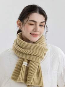 1 szt. Jednokolorowy szalik, elegancki i wszechstronny na jesień/zimę, przyjazny dla skóry, teksturowany w paski, odpowiedni na wyjścia, randki, do noszenia na co dzień lub do pracy