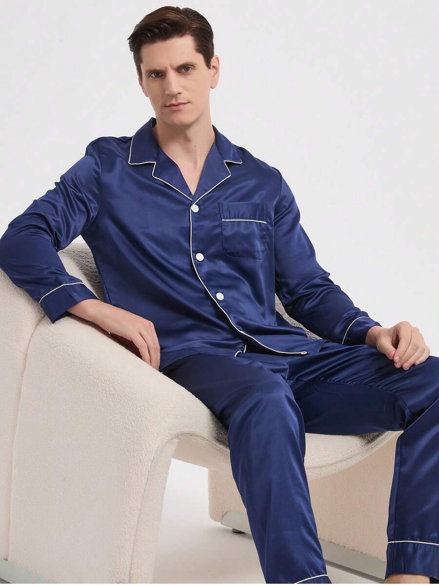 طقم ملابس رياضية كاجوال جديد للرجال، ملابس شتوية - أزرق بحري - مشاهدة 1