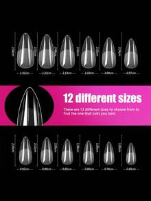 240片预成型杏仁形哑光亚克力美甲贴纸，全覆盖凝胶美甲贴纸，方形透明凝胶按压式假指甲，适用于美甲延长和居家DIY美甲