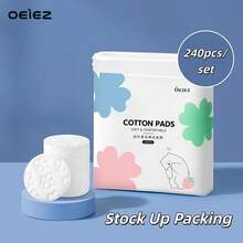 OEIEZ 240片/套圆形清洁垫，6*6厘米3层加厚，大容量包装，物有所值，可重复使用，不起毛的卸妆垫，柔软防过敏，适用于面部、眼部、唇部、皮肤护理和卸妆，卸妆垫洁面乳旅行便携套装，适合日常卸妆使用 - 彩色 - 查看 12