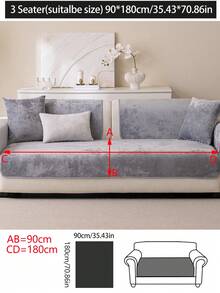 1 pièce Housse de coussin de canapé épaisse et chaude en peluche pour l'automne/l'hiver, housse de siège de canapé moderne minimaliste antidérapante, décoration de chambre, housse de canapé lavable en machine et à la main, décoration de chambre fraîche et à la mode, douce, ne se décolore pas, ne s'effiloche pas, housse de protection pour animaux de compagnie, housse de canapé d'angle réglable convenant pour la chambre, le bureau, le salon, les meubles combinés, le canapé en L et les housses de canapé 1234 places - Gris pâle - Voir 19