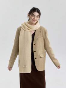 1 szt. Jednokolorowy szalik, elegancki i wszechstronny na jesień/zimę, przyjazny dla skóry, teksturowany w paski, odpowiedni na wyjścia, randki, do noszenia na co dzień lub do pracy