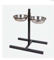 Comedero Doble para Parros Soporte ajustable con 2 comederos de acero incluidos - Negro/plateado - Ver 3
