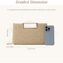 Straw Clutch Top Handbags Raffia Bag Purse Woven Tote CrossBag Women Beach Summer Travel 2025 - 白色 - 查看 8