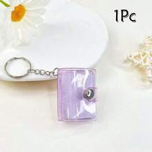 16pcs 1-Inch Glitter White Mini Photo Album Keychain, Minimalist & Elegant Student ID/Card Holder Photo Album - Clear - View 27