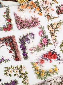 30 Pictures/Package Flower Series Corner Stickers Suitable For Collage Decorative Table Frames And Photo Frames Diary Border Self-Adhesive Paper,Sticked On Suitcase Computer Water Cup Mobile Phone Case Refrigerator Wall Helmet Cabinet Box Door Bed Guitar,Classroom Samolepky,School Supplies,Teacher Accessories