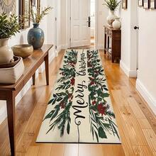 Felpudo con tema navideño, de poliéster, alfombra decorativa para el piso adecuada para la entrada del hogar, sala de estar, dormitorio y cocina