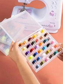 25pcs Sewing Machine Thread, Assorted Color Spool Bobbin Thread, Hand Sewing Thread For Clothes, Sewing Machine Bobbin Thread, Mini Easy, Handheld Punching Thread, Pre-Wound Bobbins, DIY Embroidery Thread, Sewing Machine Thread, Bobbin Thread, Hand Sewing Thread For Clothes, Shuttle Core Box Thread - Suitable For Household Sewing Machines - Multicolor - View 3