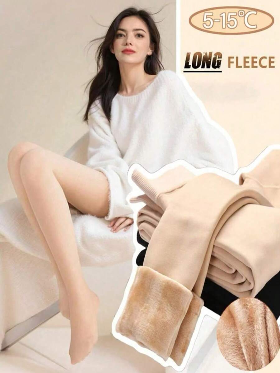 Solid Color Warm Tights, Sexy Slim Fit Thermal Tights, Comfortable - Multicolor - View 1