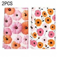 Set de prosoape de bucătărie cu imprimeu floral și dovleac de toamnă pentru Ziua Recunoștinței, 2 buc/100 buc, potrivit pentru restaurant, bucătărie, decorare interioară baie, decorare petrecere, cadou de sărbători, poate fi oferit ca și cadou de Ziua Recunoștinței