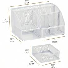 Organizador de escritorio de malla con compartimentos+ cajnorganizador de escritorio para caramelosbolgrafos, organizador multifuncional Blanco - Blanco - Ver 4