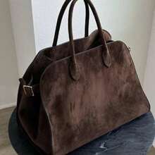 女士高端小众设计大容量复古通勤手提包 - 时尚百搭，四季皆宜，多功能单肩托特包，提供充足的空间容纳健身包、手提包，满足日常通勤需求，复古风格 - 棕色 - 查看 2