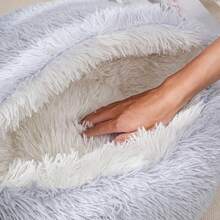 1pc Plush Round Pet Bed, Cat House, Dog Beds, Cat Accessories, Fluffy Soft Cat Bed, Donut Pet Cushion, Winter 2 In 1 Cat Bed, Warm Sleeping Bag Sofa Cushion, Outdoor Cat House, Pet Stuff, For Room Decor, Christmas, Fall Decor, Halloween Decor - 粉色 - 查看 8