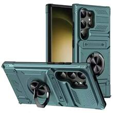 Heavy Duty Shockproof Hard Phone Case With Metal Stand And Card Slot, Compatible With Apple 17, 16, 15, 14, 13 Pro Max, Galaxy S25, S24, S23 Ultra Plus FE, A14, A15, A16, A17, A25, A35, A55, A26, A36, A56, And Series - Green - View 4