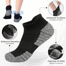 VIDA4U 7 Pares Calcetines de Hombre, Calcetas de Algodón Transpirables y Antiderrapantes, Tines Deportivas, Gym, Running, Tenis, Escalada, Fútbol y Baloncesto - Negro+Blanco - Ver 6