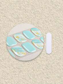 半固化凝胶指甲贴，果冻米色，16 片凝胶指甲贴，贴纸，需要紫外线照射，沙龙品质，持久